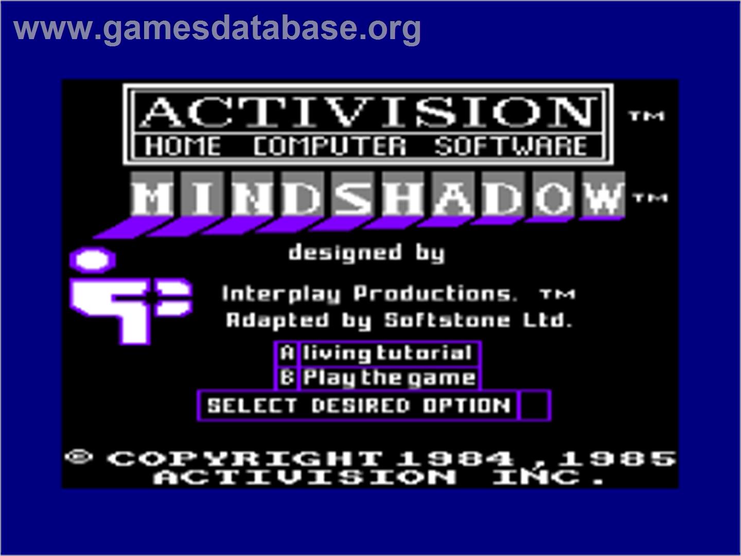 Mindshadow - Amstrad CPC - Artwork - Title Screen