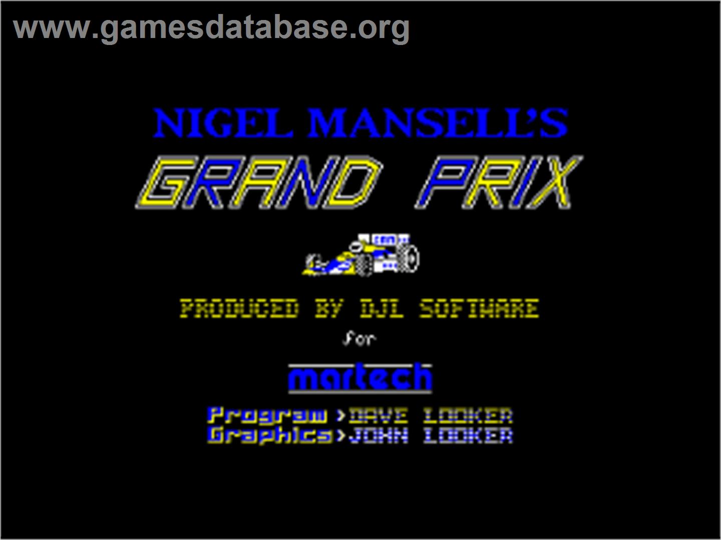 Nigel Mansell's Grand Prix - Amstrad CPC - Artwork - Title Screen