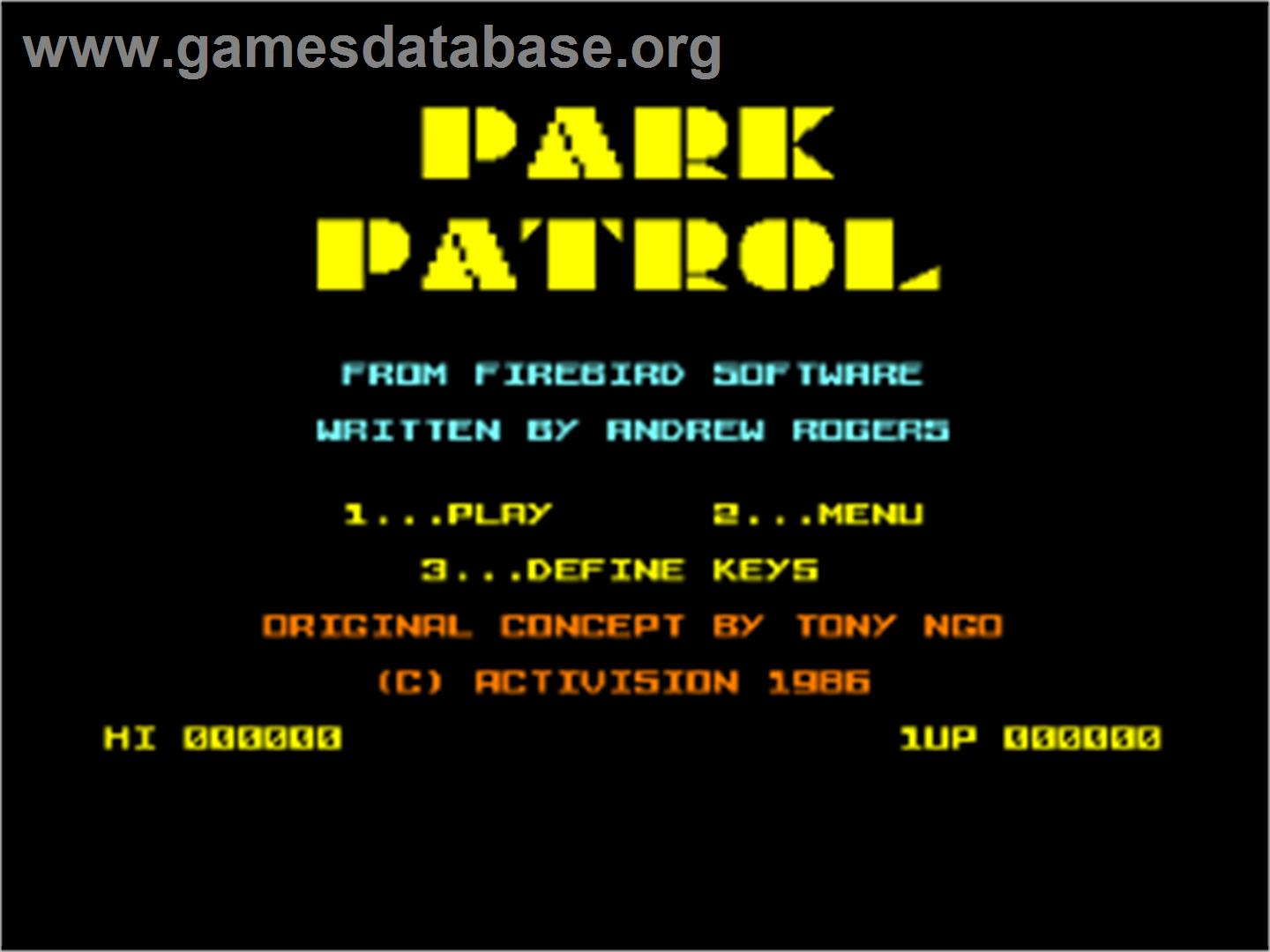 Park Patrol - Amstrad CPC - Artwork - Title Screen