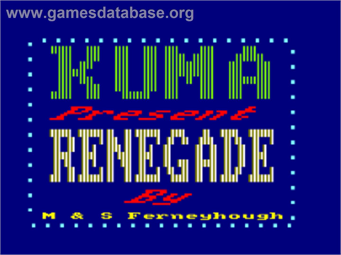 Renegade - Amstrad CPC - Artwork - Title Screen
