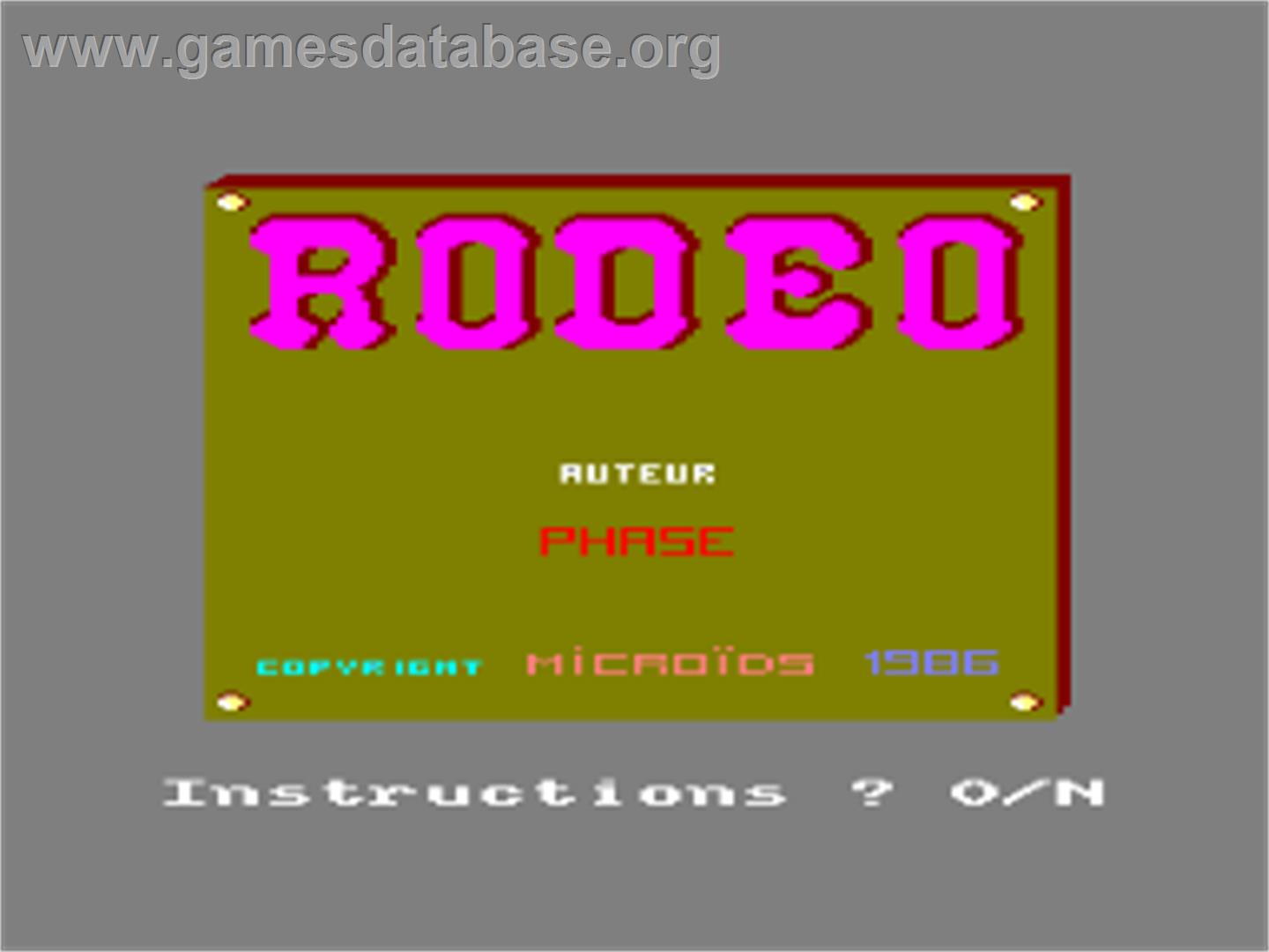 Rodeo - Amstrad CPC - Artwork - Title Screen