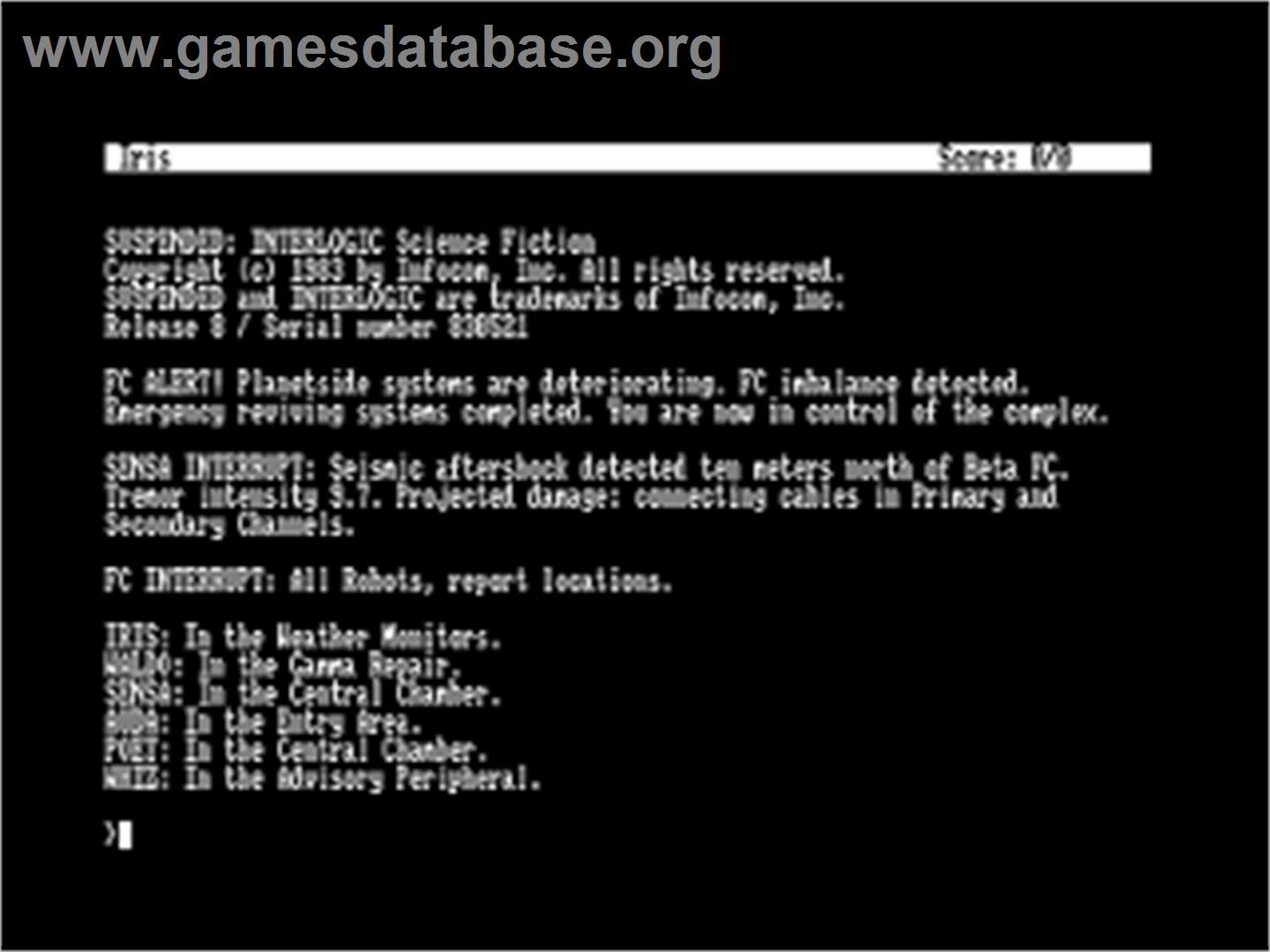 Suspended - Amstrad CPC - Artwork - Title Screen