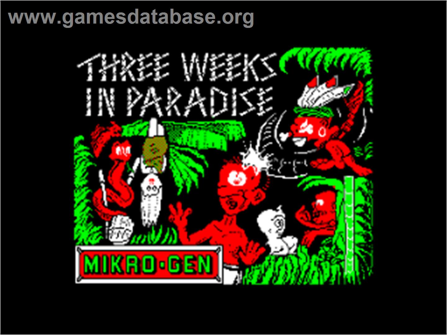 Three Weeks in Paradise - Amstrad CPC - Artwork - Title Screen