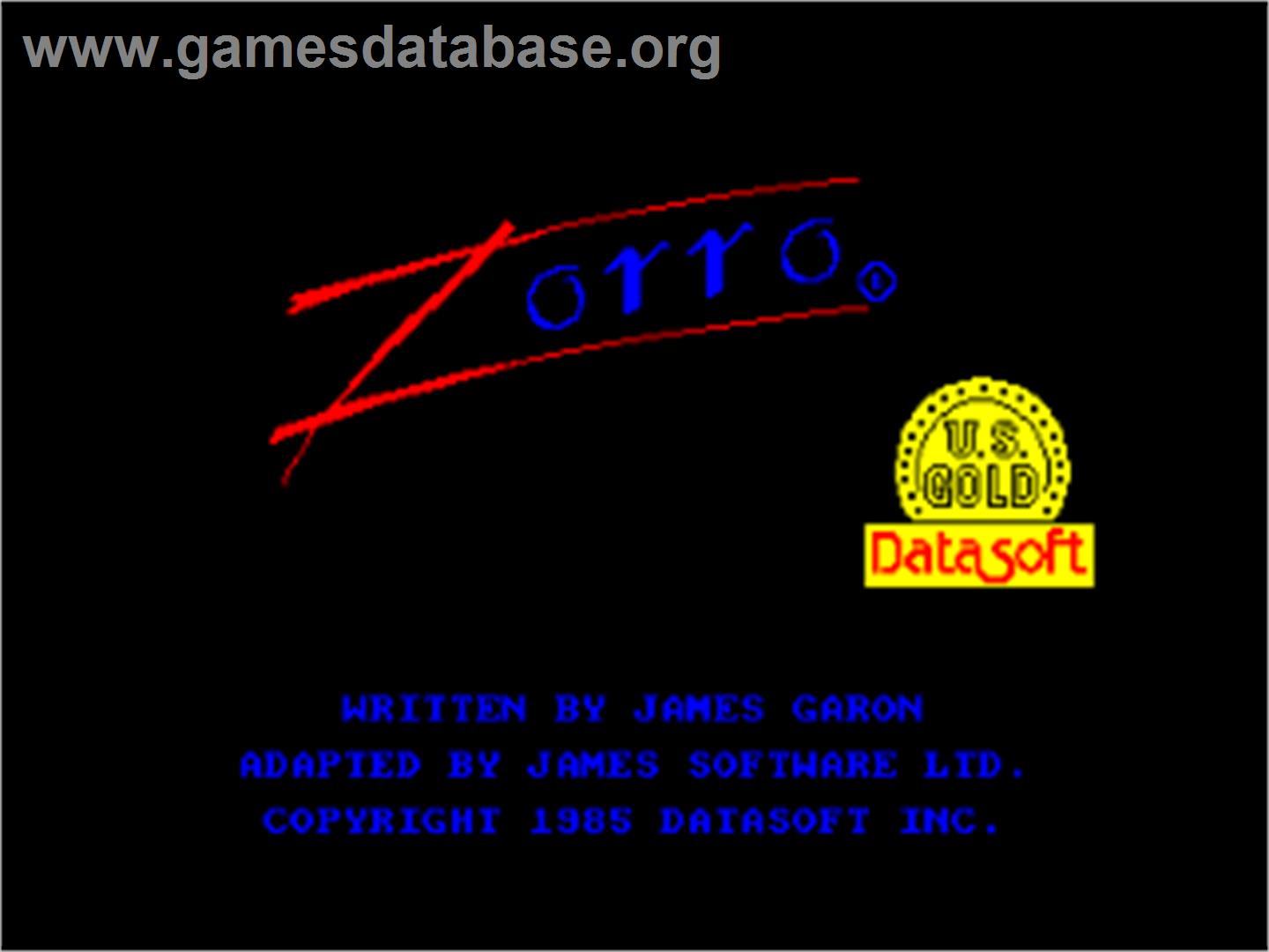 Zorro - Amstrad CPC - Artwork - Title Screen