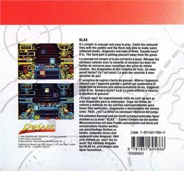 Box back cover for Klax on the Amstrad GX4000.