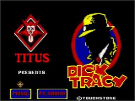 Title screen of Dick Tracy on the Amstrad GX4000.