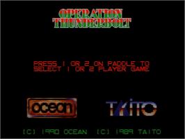 Title screen of Operation Thunderbolt on the Amstrad GX4000.