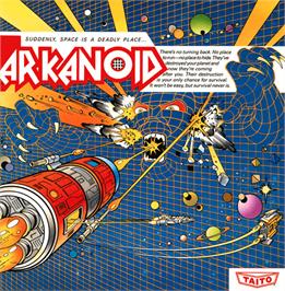 Box cover for Arkanoid on the Apple II.