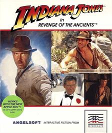 Box cover for Indiana Jones in Revenge of the Ancients on the Apple II.