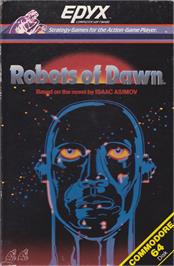 Box cover for Robots of Dawn on the Apple II.