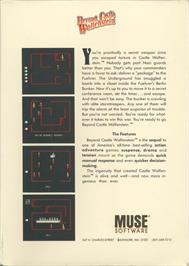 Box back cover for Beyond Castle Wolfenstein on the Apple II.