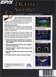 Box back cover for Death Sword on the Apple II.