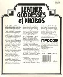 Box back cover for Leather Goddesses of Phobos on the Apple II.