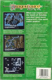 Box back cover for War of the Lance on the Apple II.