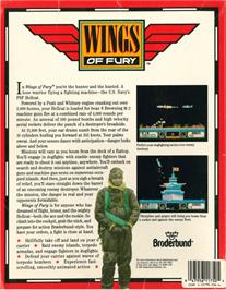 Box back cover for Wings of Fury on the Apple II.