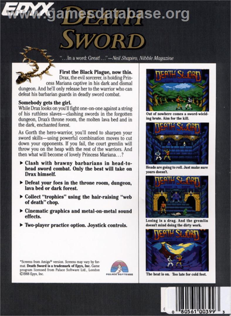 Death Sword - Apple II - Artwork - Box Back