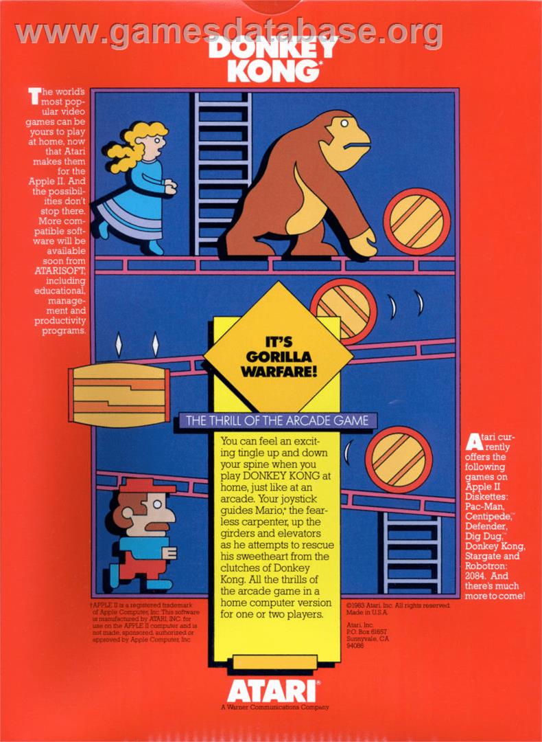 Donkey Kong - Apple II - Artwork - Box Back