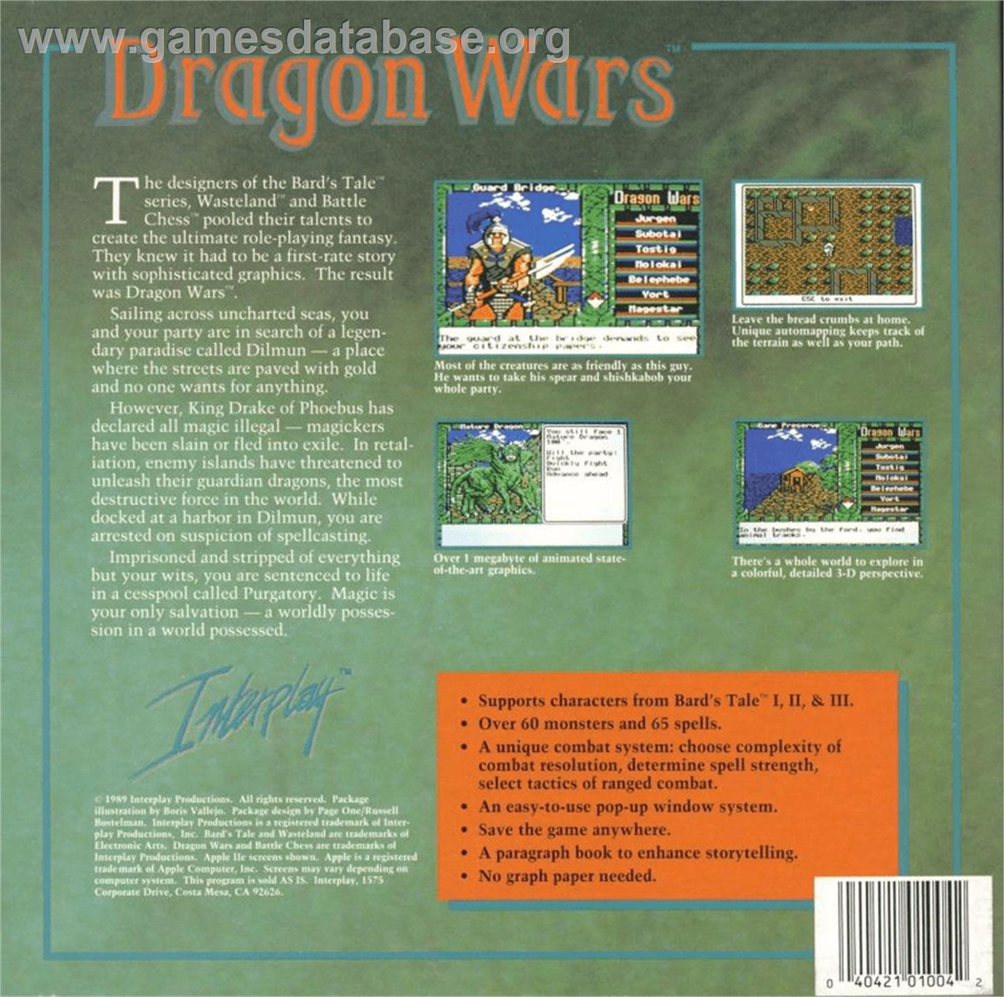 Dragon's Keep - Apple II - Artwork - Box Back