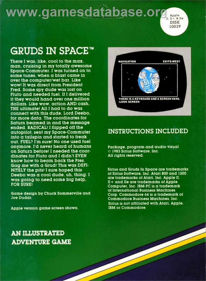 Gruds In Space - Apple II - Artwork - Box Back