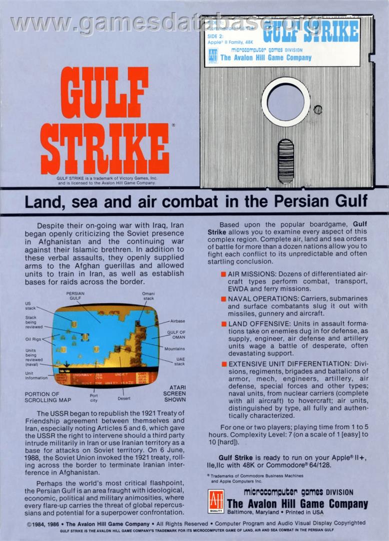 Gulf Strike - Apple II - Artwork - Box Back
