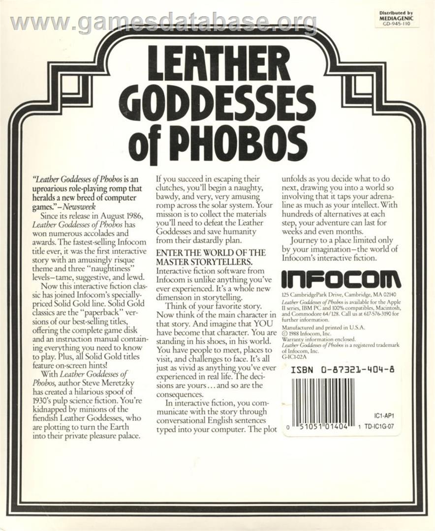 Leather Goddesses of Phobos - Apple II - Artwork - Box Back