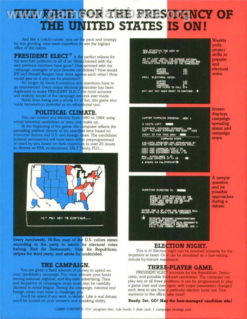 President Elect: 1988 Edition - Apple II - Artwork - Box Back