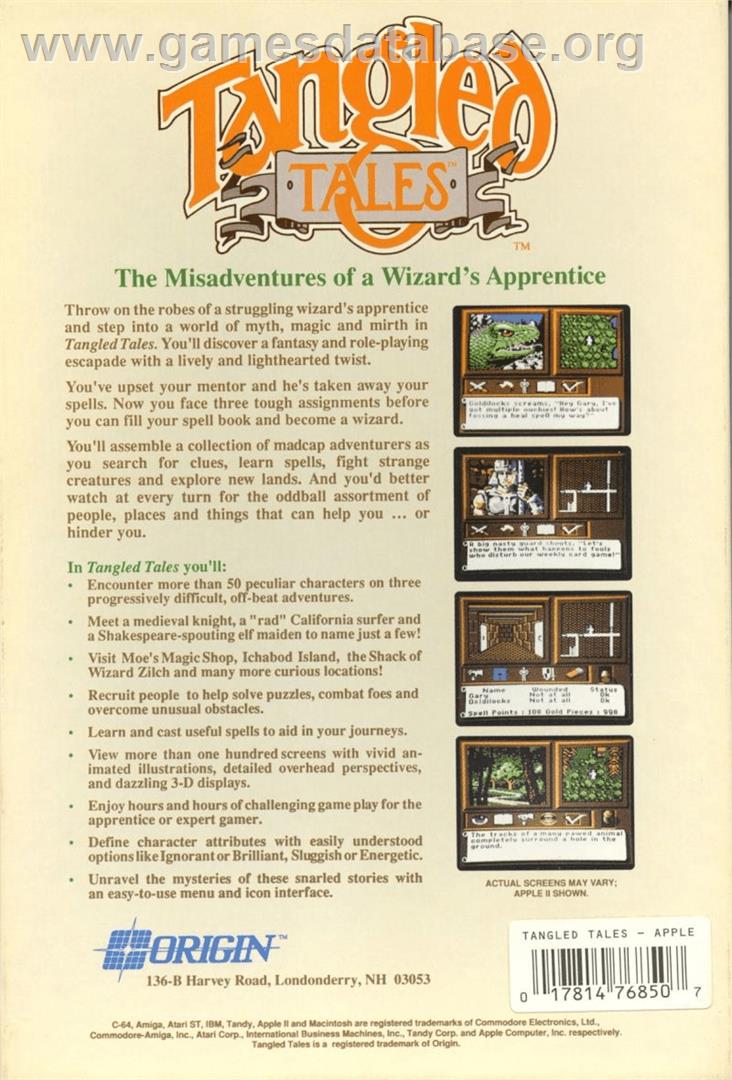 Tangled Tales - Apple II - Artwork - Box Back