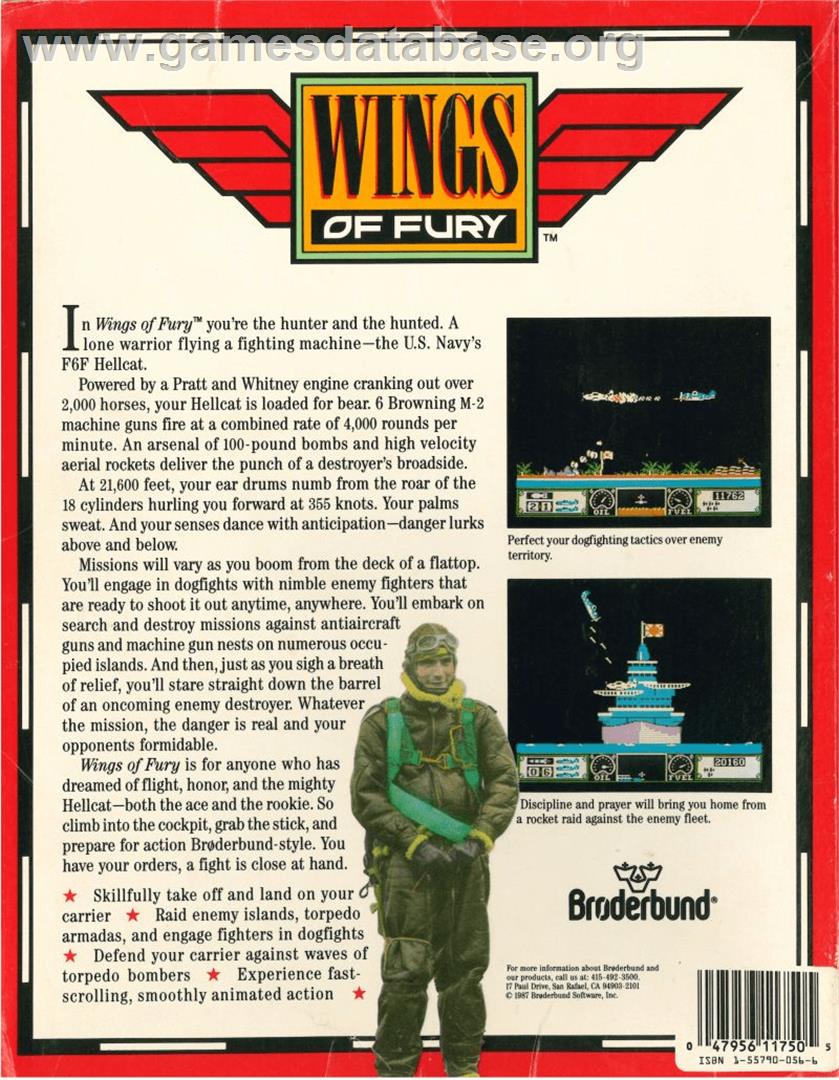 Wings of Fury - Apple II - Artwork - Box Back