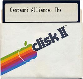 Artwork on the Disc for Centauri Alliance on the Apple II.