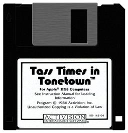 Artwork on the Disc for Tass Times in Tonetown on the Apple II.