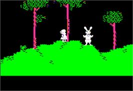 In game image of Alice in Wonderland on the Apple II.