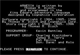 In game image of Amnesia on the Apple II.