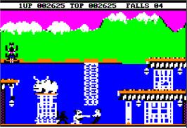 In game image of Bruce Lee on the Apple II.