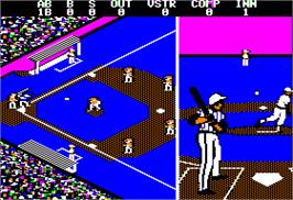 In game image of Championship Baseball on the Apple II.