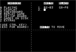 In game image of Chessmaster 2000 on the Apple II.
