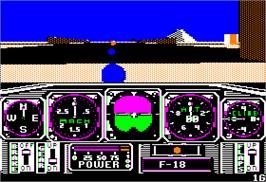 In game image of Chuck Yeager's Advanced Flight Trainer on the Apple II.