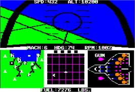 In game image of F-15 Strike Eagle on the Apple II.