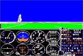 In game image of Flight Simulator on the Apple II.