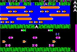 In game image of Frogger on the Apple II.