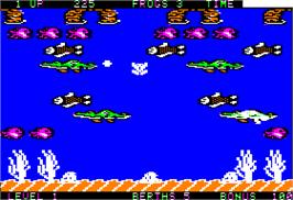 In game image of Frogger 2: Three Deep on the Apple II.