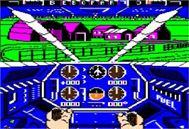 In game image of Infiltrator on the Apple II.