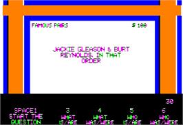 In game image of Jeopardy on the Apple II.