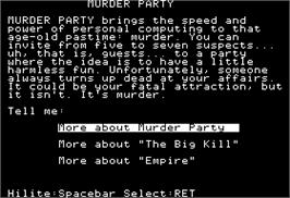 In game image of Make Your Own Murder Party on the Apple II.