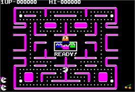 In game image of Ms. Pac-Man on the Apple II.