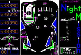 In game image of Night Mission Pinball on the Apple II.