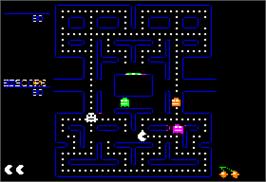 In game image of Pac-Man on the Apple II.