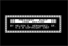 In game image of President Elect: 1988 Edition on the Apple II.