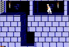 In game image of Prince of Persia on the Apple II.