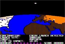 In game image of Raid Over Moscow on the Apple II.