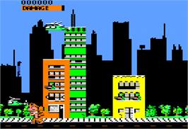 In game image of Rampage on the Apple II.
